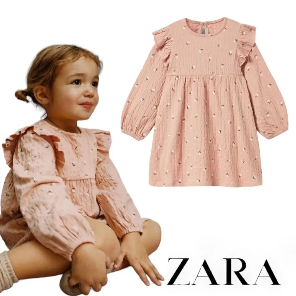 ZARA Kids | Pale Pink | TEXTURED FLORAL DRESS